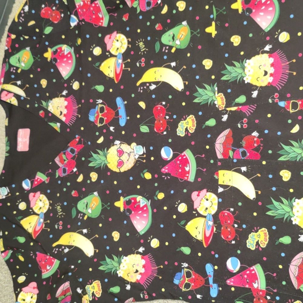 Ladies Summer Fruits Design Scrub Shirt